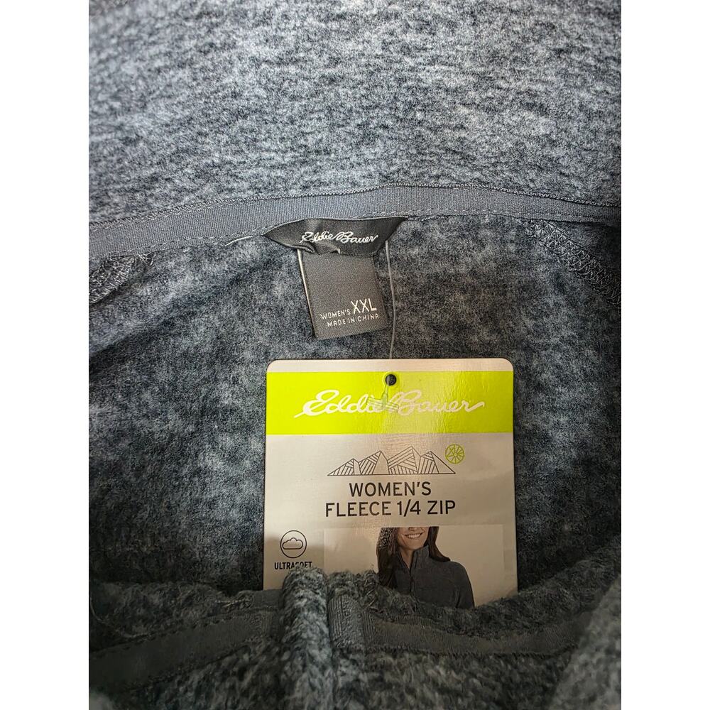 NWT XXL Women's Eddie Bauer Charcoal 1/4 Zip Fleece Top - Picture 7 of 9